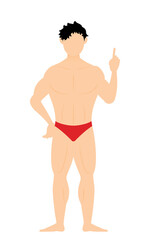 Fototapeta premium 腰に手を当てて指をさすボディビルダーの男性