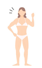 小さくガッツポーズをとるボディビルダーの女性