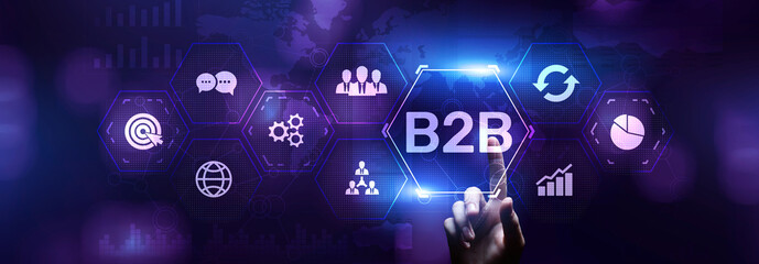 B2B Business-to-Business marketing strategy cooperation communication finance concept.