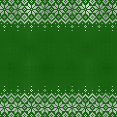 Knitted sweater background with copyspace. Vector Christmas pattern.