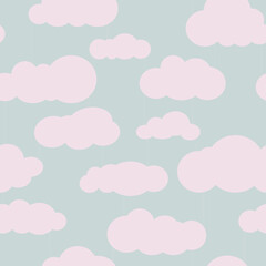 Seamless square pattern with clouds and rain