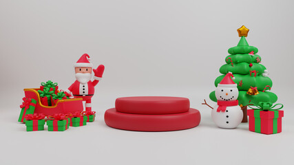 3d illustration merry christmas concept blank product podium display scene background