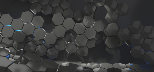 abstract hexagonal background design 3d-illustration
