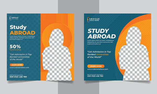 Study Abroad Social Media Post Or Education Instagram Banner Square Flyer Template