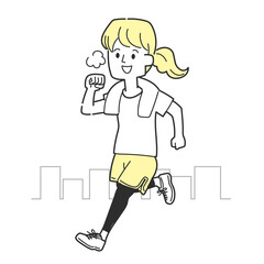 走っている女性