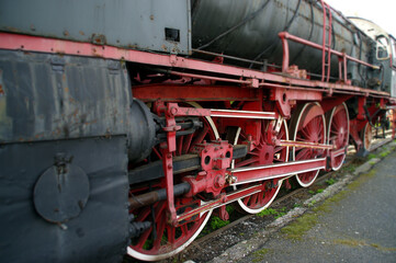 Fototapeta na wymiar Old steam locomotive - rusty retro machine