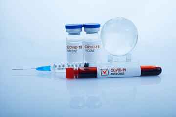 Covid-19 coronavirus vaccine with coronavirus clinical antibody testing. Covid-19 diagnostic concept
