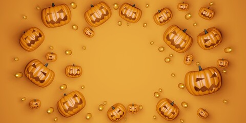 halloween background Pumpkin and Candles 3D illustration