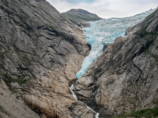 Views of peaks and glacier from Kattanakken, Jostedalsbreen National Park, Norway.