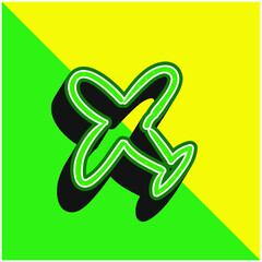Airplane Hand Drawn Outline Green and yellow modern 3d vector icon logo