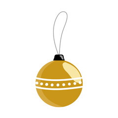Illustration of Christmas tree gold ball with ribbon
