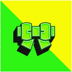 Fototapeta premium Bow Tie Green and yellow modern 3d vector icon logo