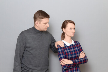 Portrait of couple after quarrel, relationship concept