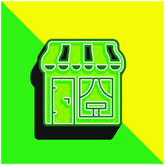 Bistro Green and yellow modern 3d vector icon logo