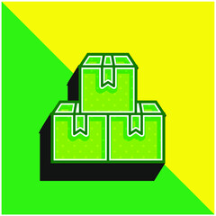 Boxes Green and yellow modern 3d vector icon logo