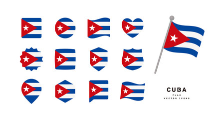 Cuba national flag icon set vector illustration