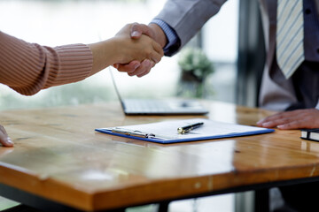  Contract and business employment resume job interview Recruitment. HR review the profile resume of...