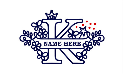 K Alphabet girl split royal abstract monogram vector logo template