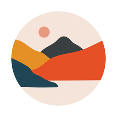 Abstract mountain landscape. Social media minimal highlight cover, boho contemporary nature art. Vector illustration