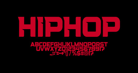 Hip hop font, sharp angles letters, strong suburban logo and tshirts typography. Minimalistic futuristic typographic design. Red modern alphabet geometric vector typeset