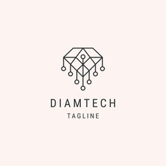 Fototapeta premium Diamond technology premium logo, with line art style logo design 