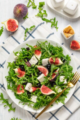 rocket figs feta and black olive salad