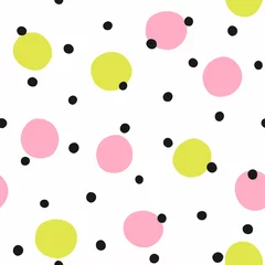 Wall murals Geometric shapes Simple seamless pattern with randomly scattered round spots. Cute vector illustration.