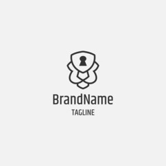 Obraz premium Lion security linear premiun logo template.