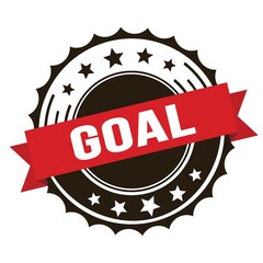 GOAL text on red brown ribbon stamp.