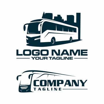 bus and city logo template