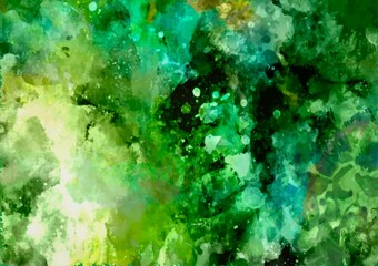 緑の幻想的なキラキラ水彩テクスチャ背景
