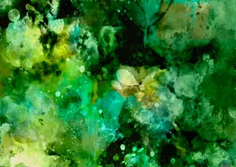 緑の幻想的なキラキラ水彩テクスチャ背景
