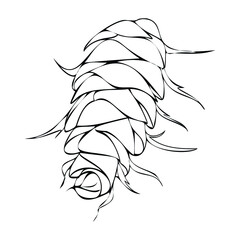 Vector illustration of a pine cone. A twig with a cone. Christmas element for compositions. New Year's illustration. Pine cone as a symbol of winter.