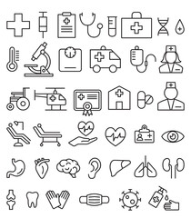 Medical outline icons vector set 1 - 460805088