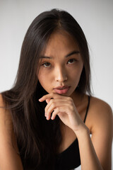 Naklejka premium Portrait of attractive asian woman. Model tests.