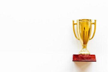 Golden award winner trophy cup. Championship winner and success concept