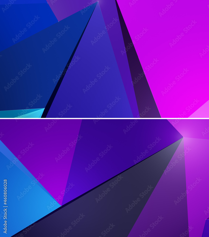 Poster colorful abstract geometric backgrounds with vibrant colors. two high resolution artistic abstract b