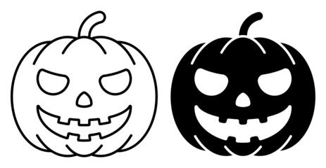 Linear icon. Spooky Pumpkin fruit. Autumn Halloween pumpkins. Simple black and white vector isolated on white background