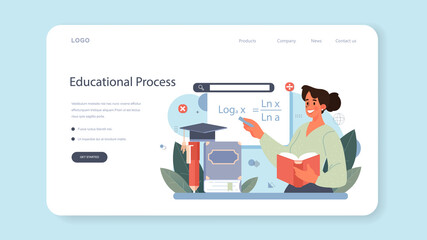 Mathematician web banner or landing page. Mathematician seek