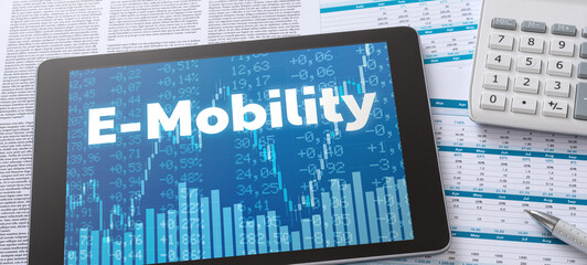 A tablet with financial documents - E-Mobility