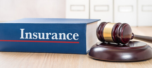 A law book with a gavel - Insurance - obrazy, fototapety, plakaty