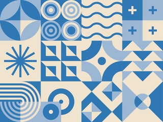 Geometry mural vector pattern. Simple shapes and figures. Abstract design in Scandinavian  © ProfiTrollka