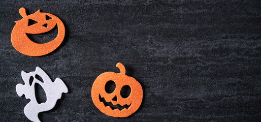 Top view of Halloween concept background with copy space.