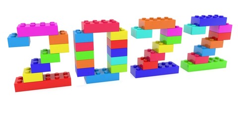 2022 concept of colored toy bricks