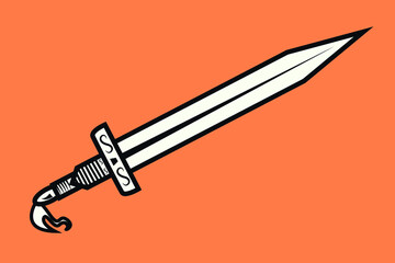 medieval knight sword flat vector illustration