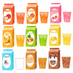紙パックジュース イラストセット