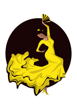 Spanish dancer in a yellow dress