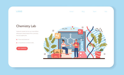 Chemistry studying web banner or landing page. Chemistry lesson