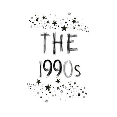 Shiny slogan graphic for t shirt. ''The 1990s'' text