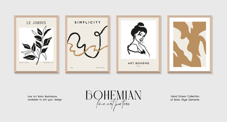 Abstract boho style art prints posters collection